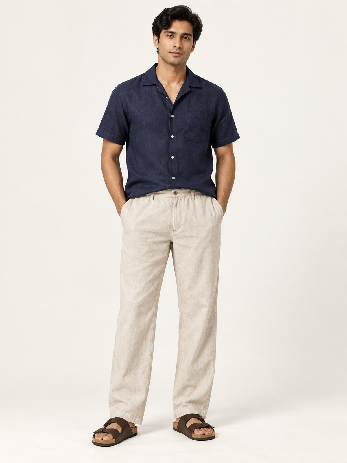 Cotton Linen Casual Pants in Beige