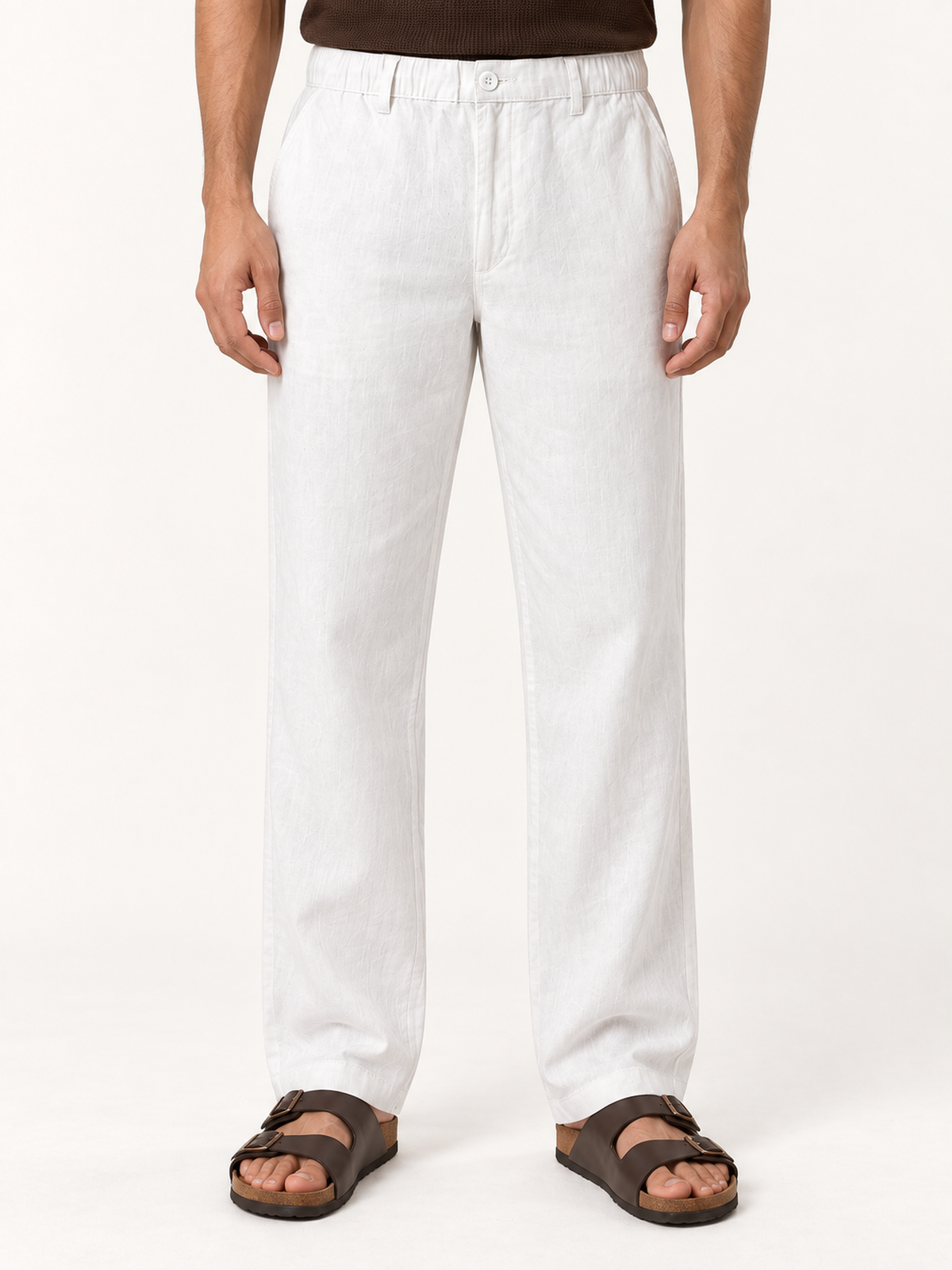 Cotton Linen Casual Pants in White