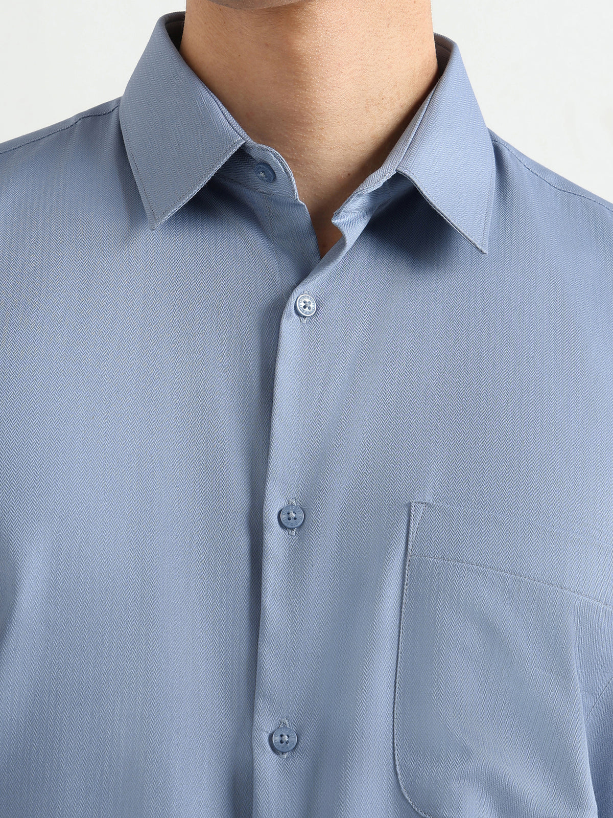 Men's Pure Cotton Comfort Fit Textured Evening Shirt – Steel Blue