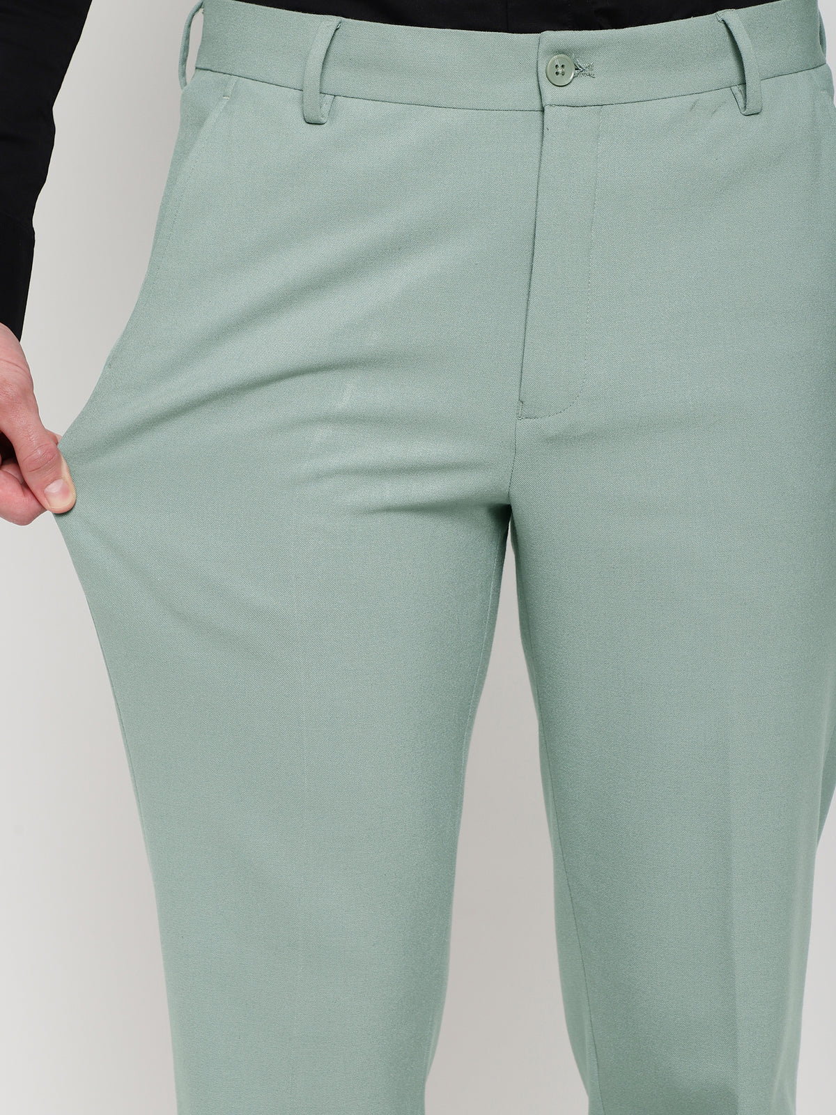 4-Way Stretch Formal Trousers in Mint Green- Slim Fit