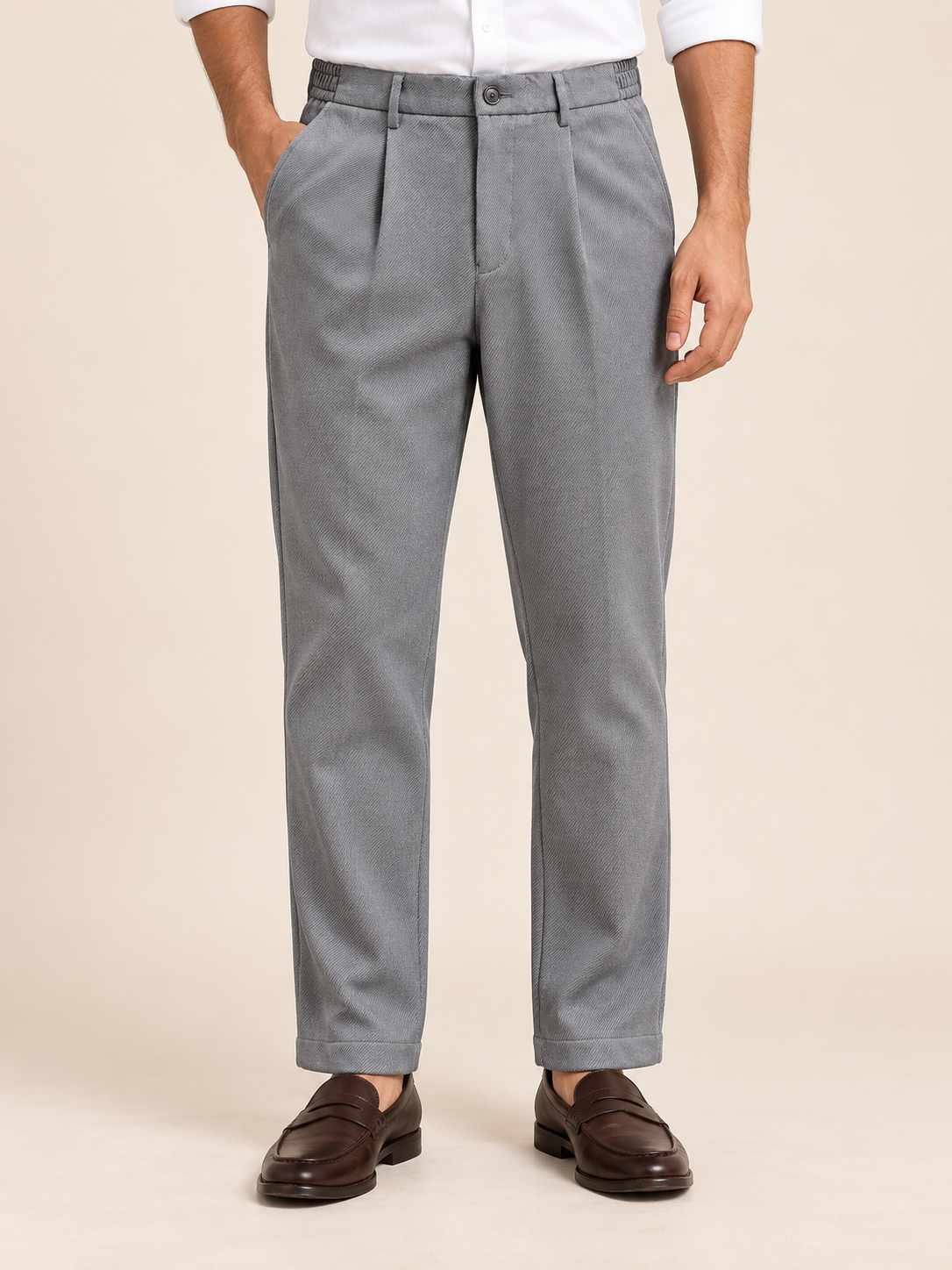 Korean Comfort Fit Pants in Light Grey