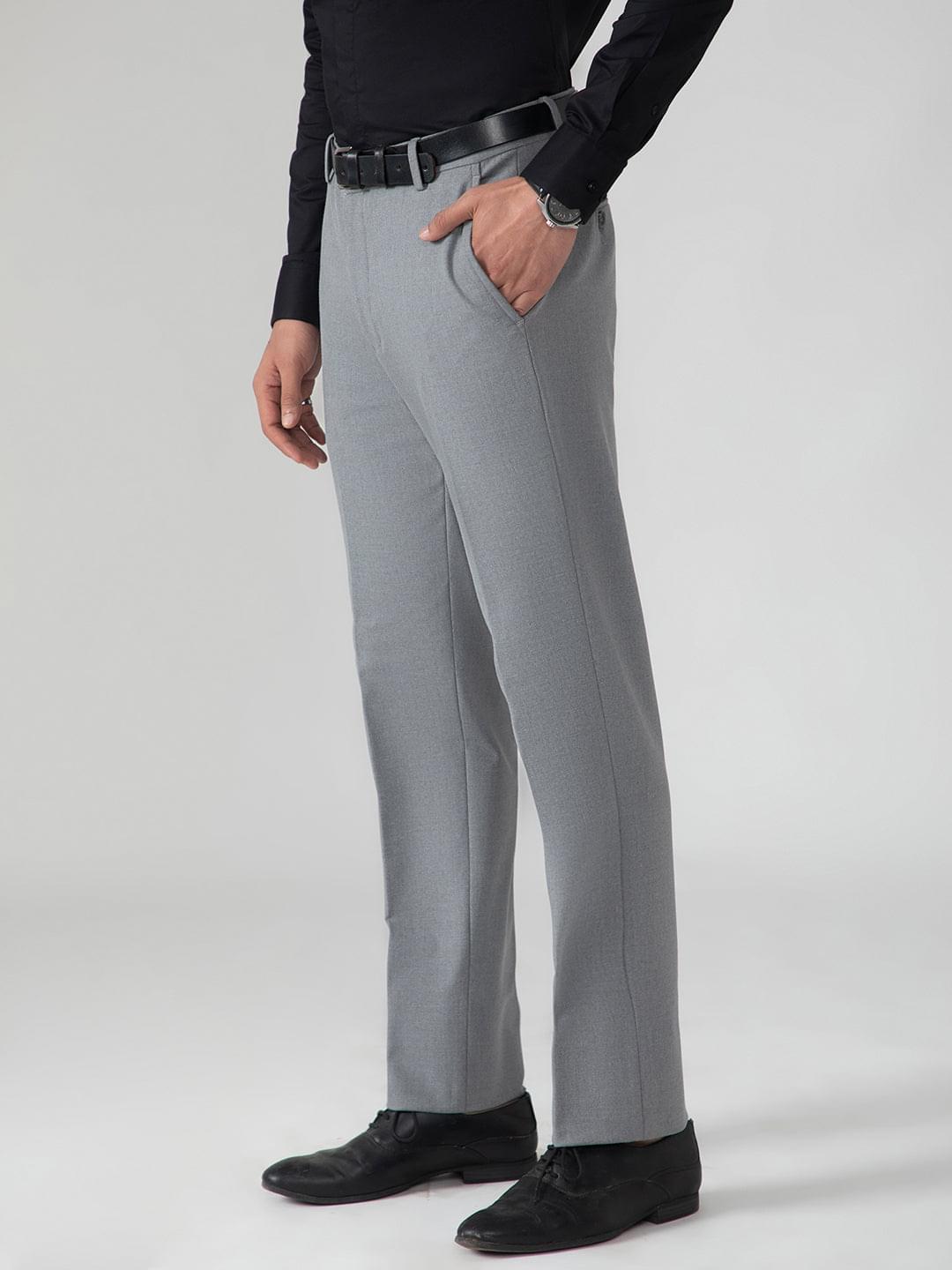 4-Way Stretch Formal Trousers in Light Grey- Slim Fit