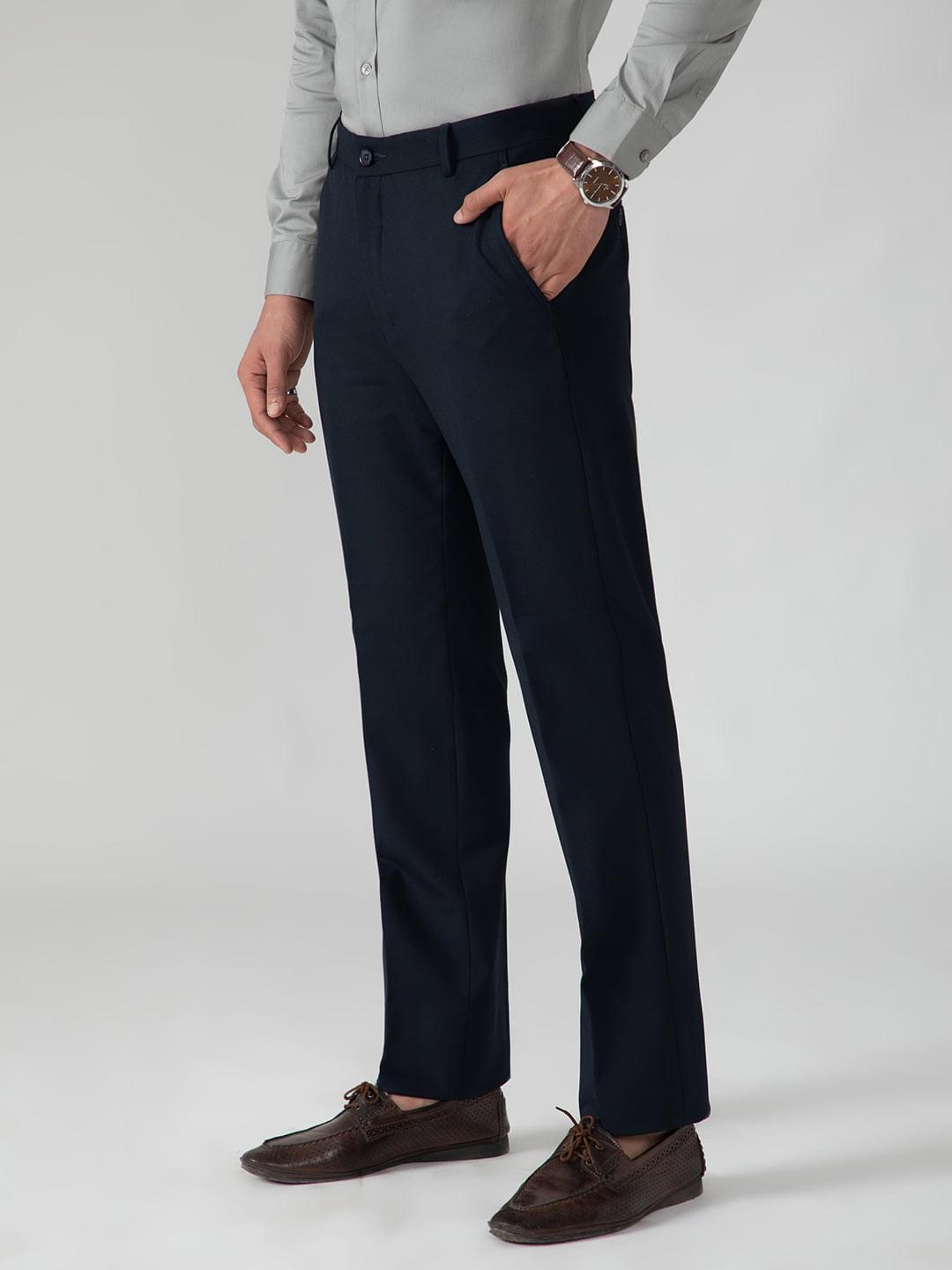 4-Way Stretch Formal Trousers in Navy Blue- Slim Fit