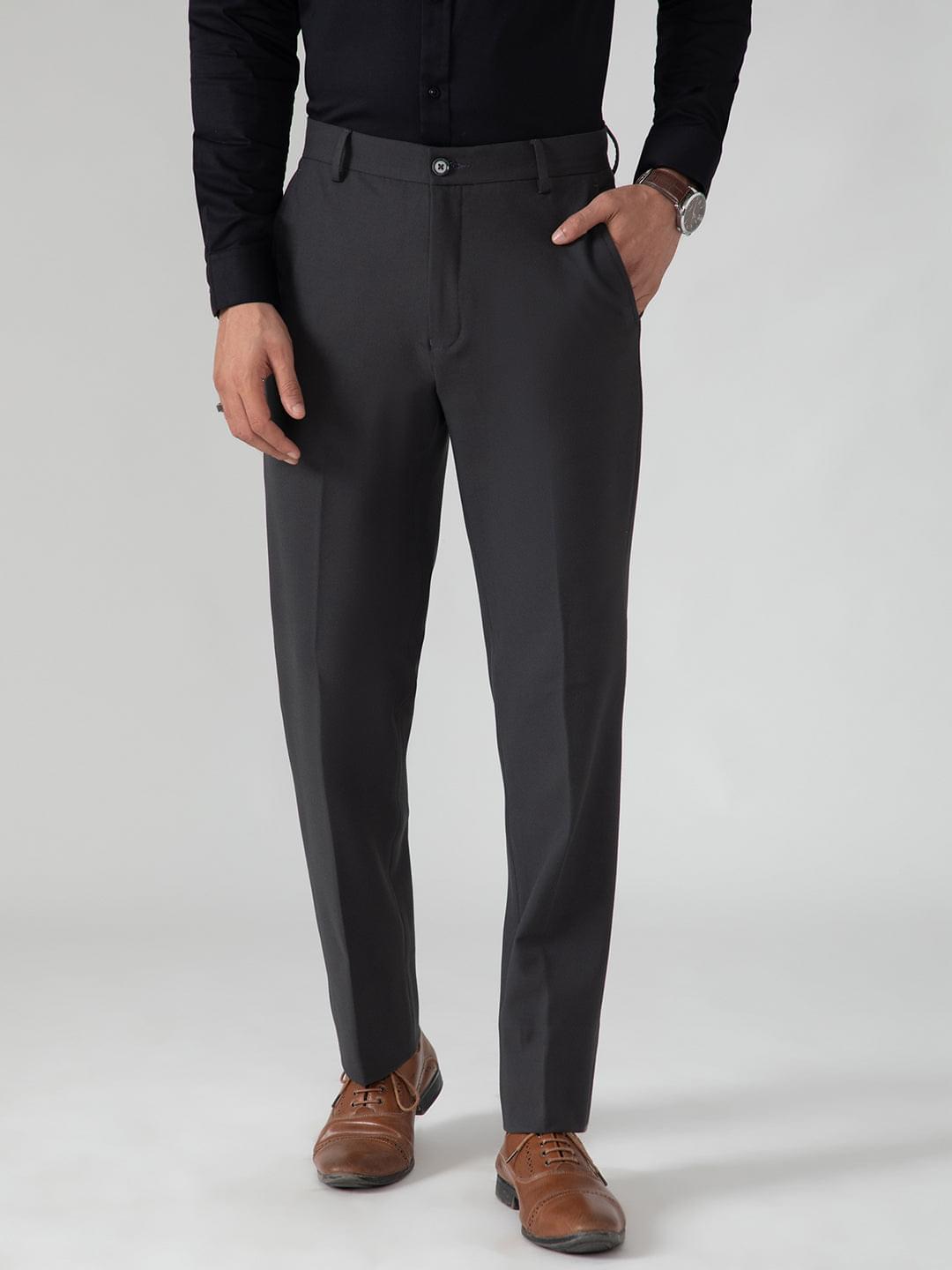 4-Way Stretch Formal Trousers in Charcoal Grey- Slim Fit