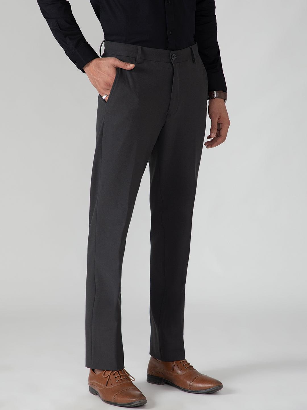 4-Way Stretch Formal Trousers in Charcoal Grey- Slim Fit