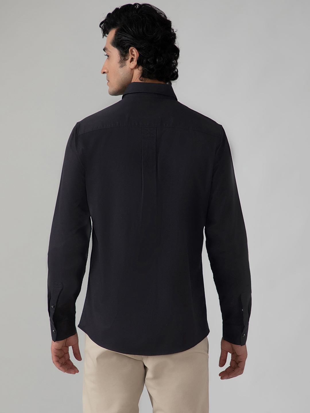 Double Pocket Cargo Shirt in Raven Black- Comfort Fit