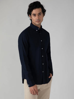 2 Way Stretch Oxford Shirt in Navy- Comfort Fit
