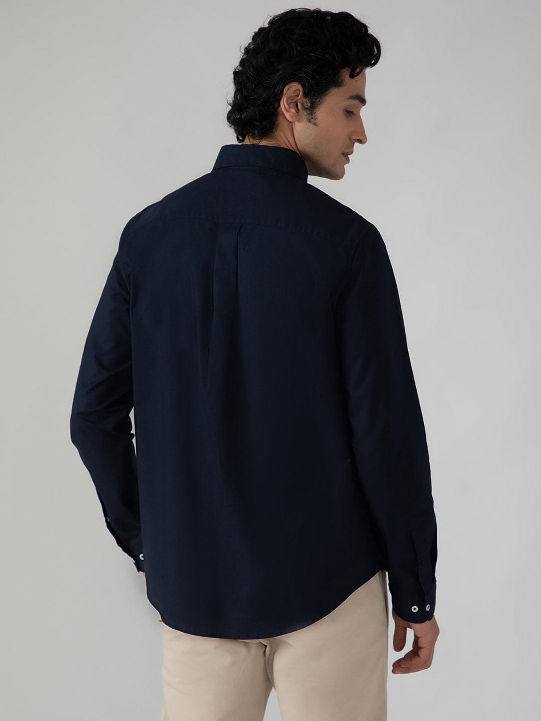 2 Way Stretch Oxford Shirt in Navy- Comfort Fit