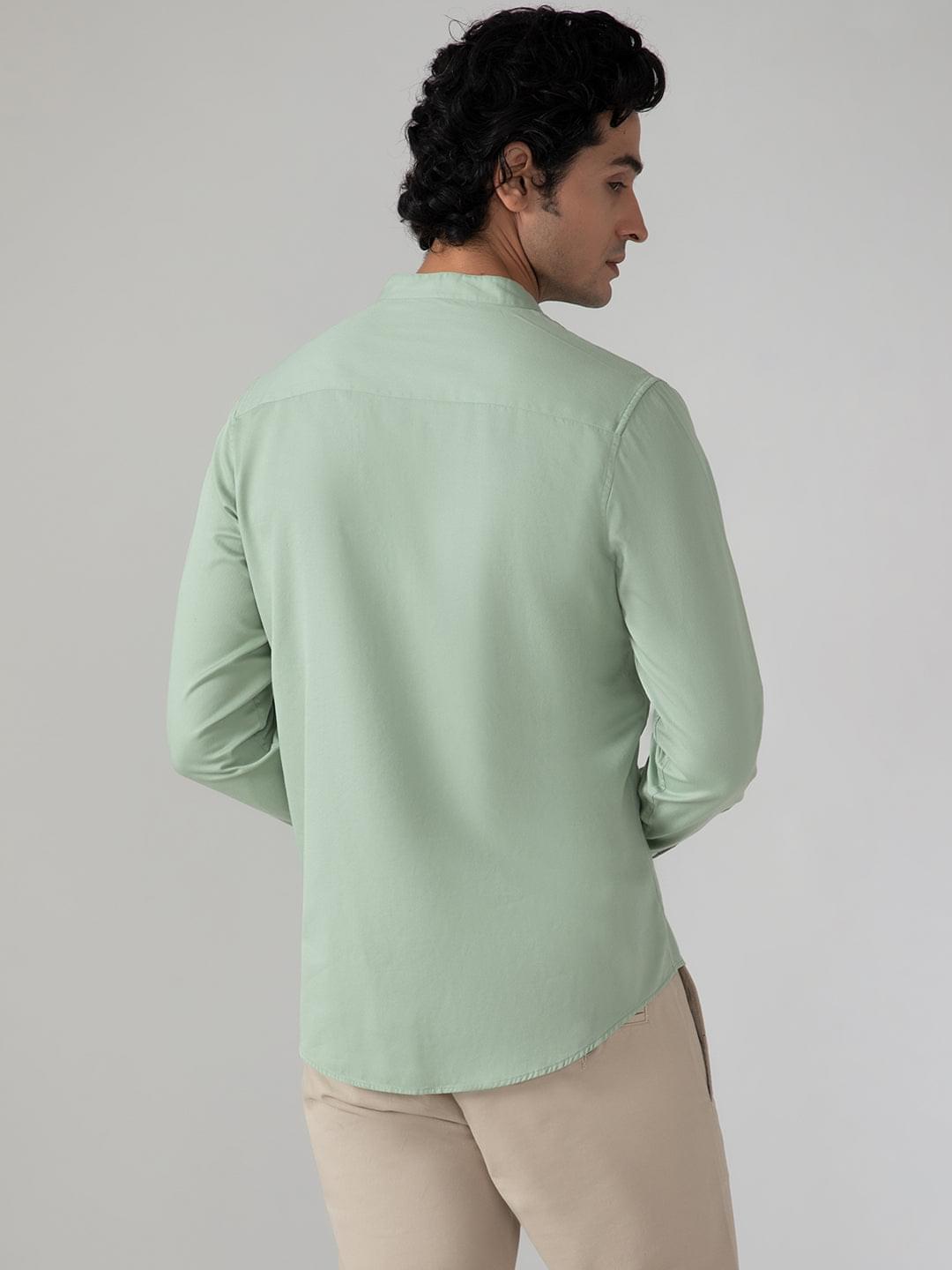 Lightweight Tencel Shirt in Mint Green- Slim Fit