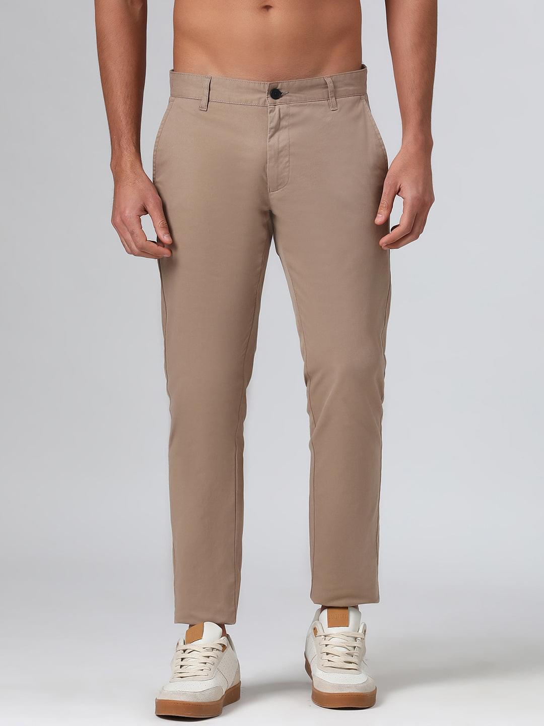 2 Way Stretch Chinos in Khaki- Slim Fit