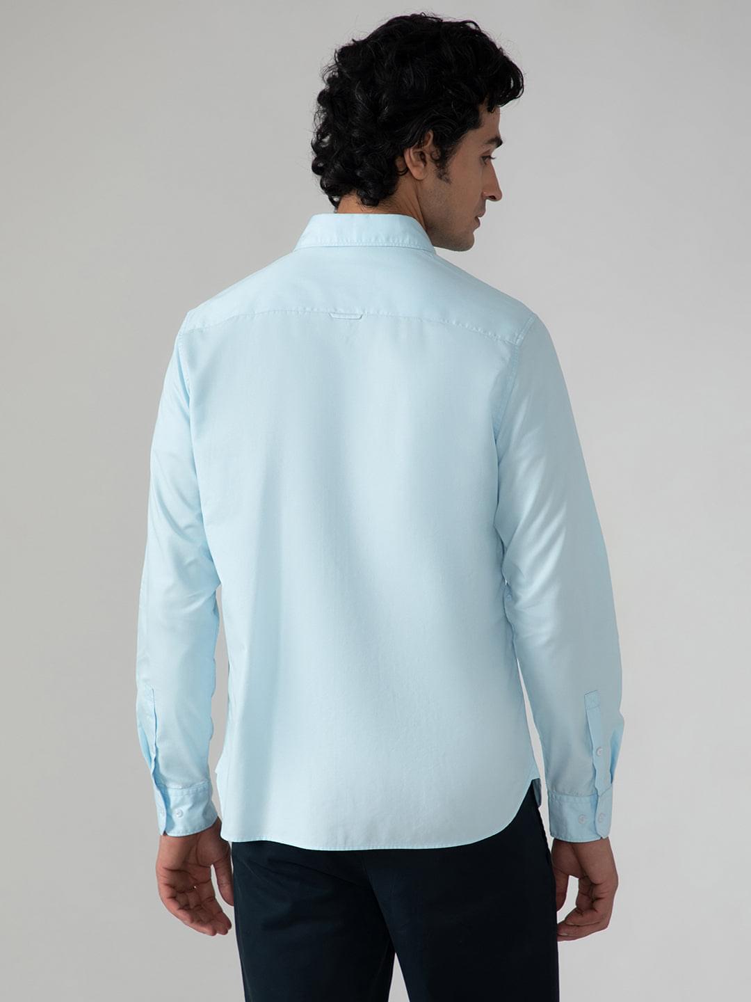 Leightweight Tencel Shirt in Sky Blue- Comfort fit