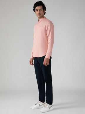 Lightweight Tencel Shirt in Salmon Pink- Slim Fit