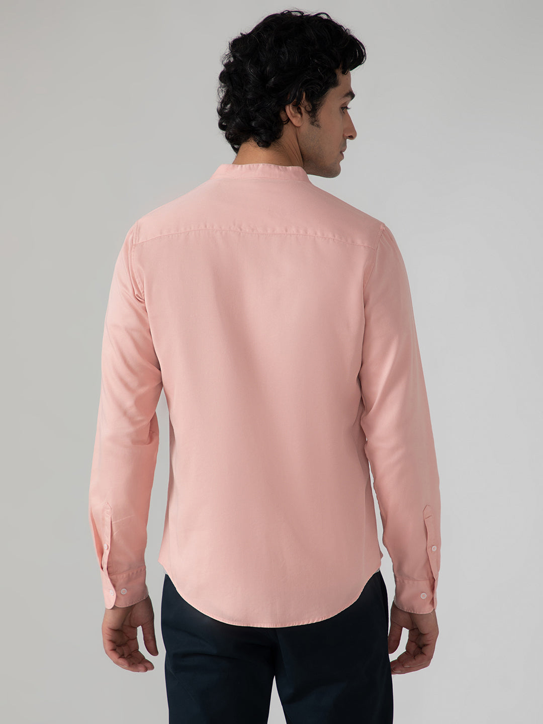 Lightweight Tencel Shirt in Salmon Pink- Slim Fit