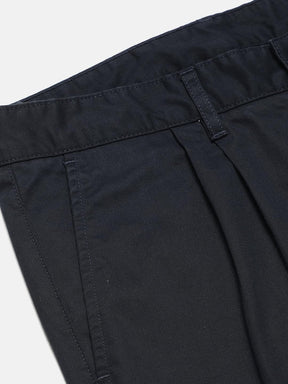 2 Way Stretch Pleated Chinos in Navy Blue- Comfort Fit