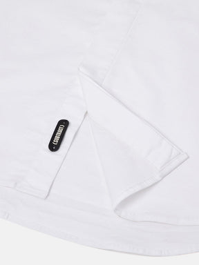 2 Way Stretch Satin Shirt in White- Slim Fit