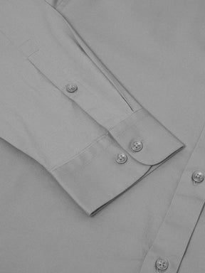 2 Way Stretch Cotton Shirt in Ash Grey- Slim Fit
