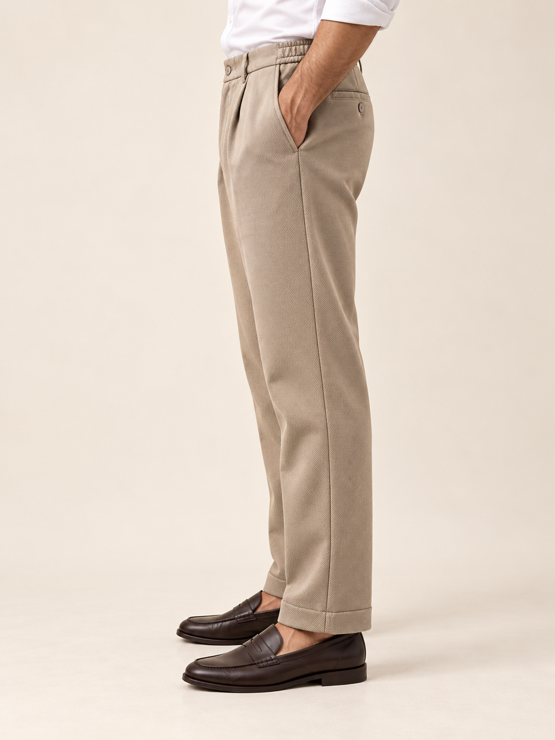 Korean Comfort Fit Pants in Beige