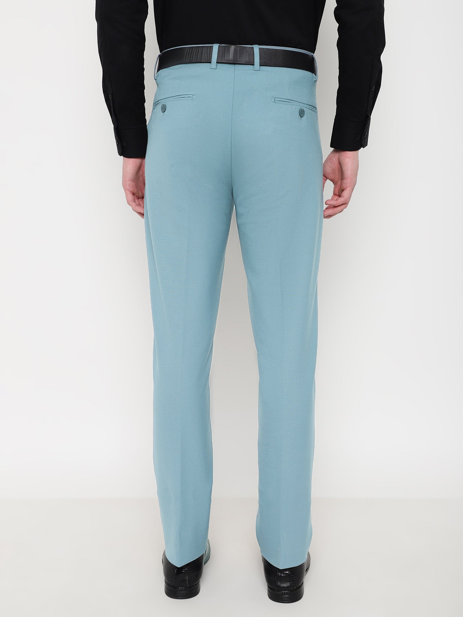Flex Waist 4-Way Stretch Formal Trousers in Powder Blue- Slim Fit