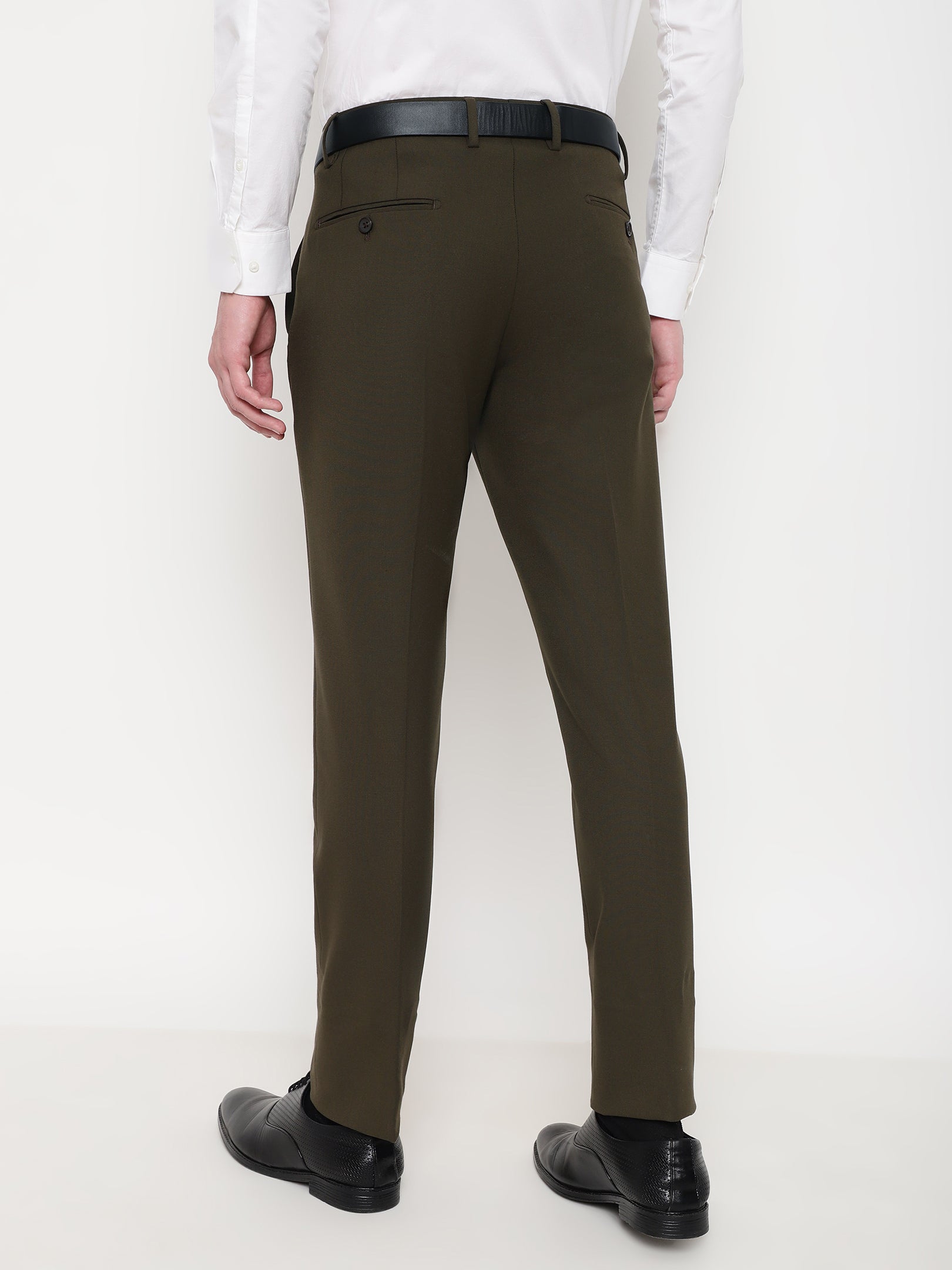4-Way Stretch Formal Trousers in Jade Olive- Slim Fit