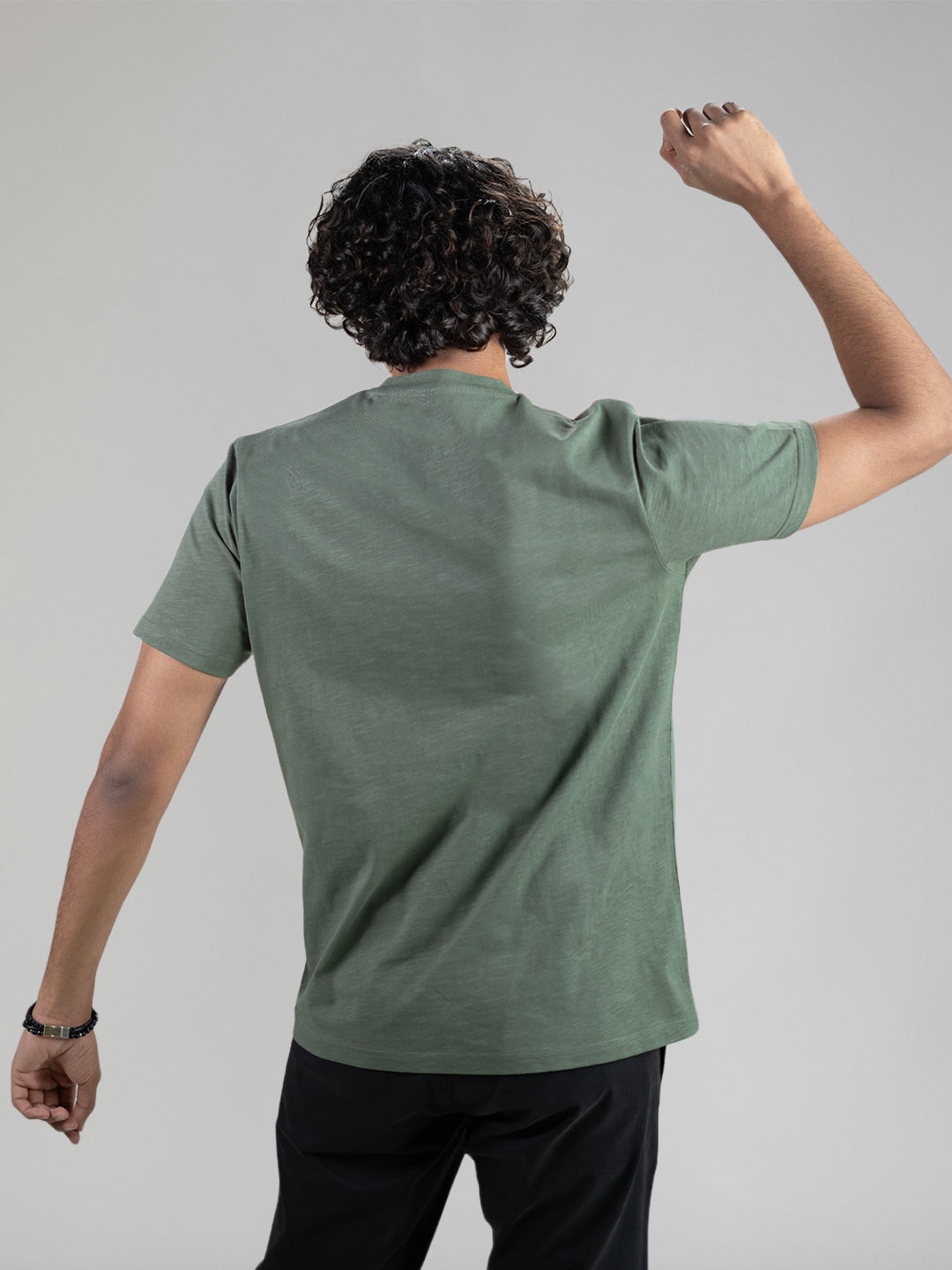 Slub V-neck T-shirt in Sage Green