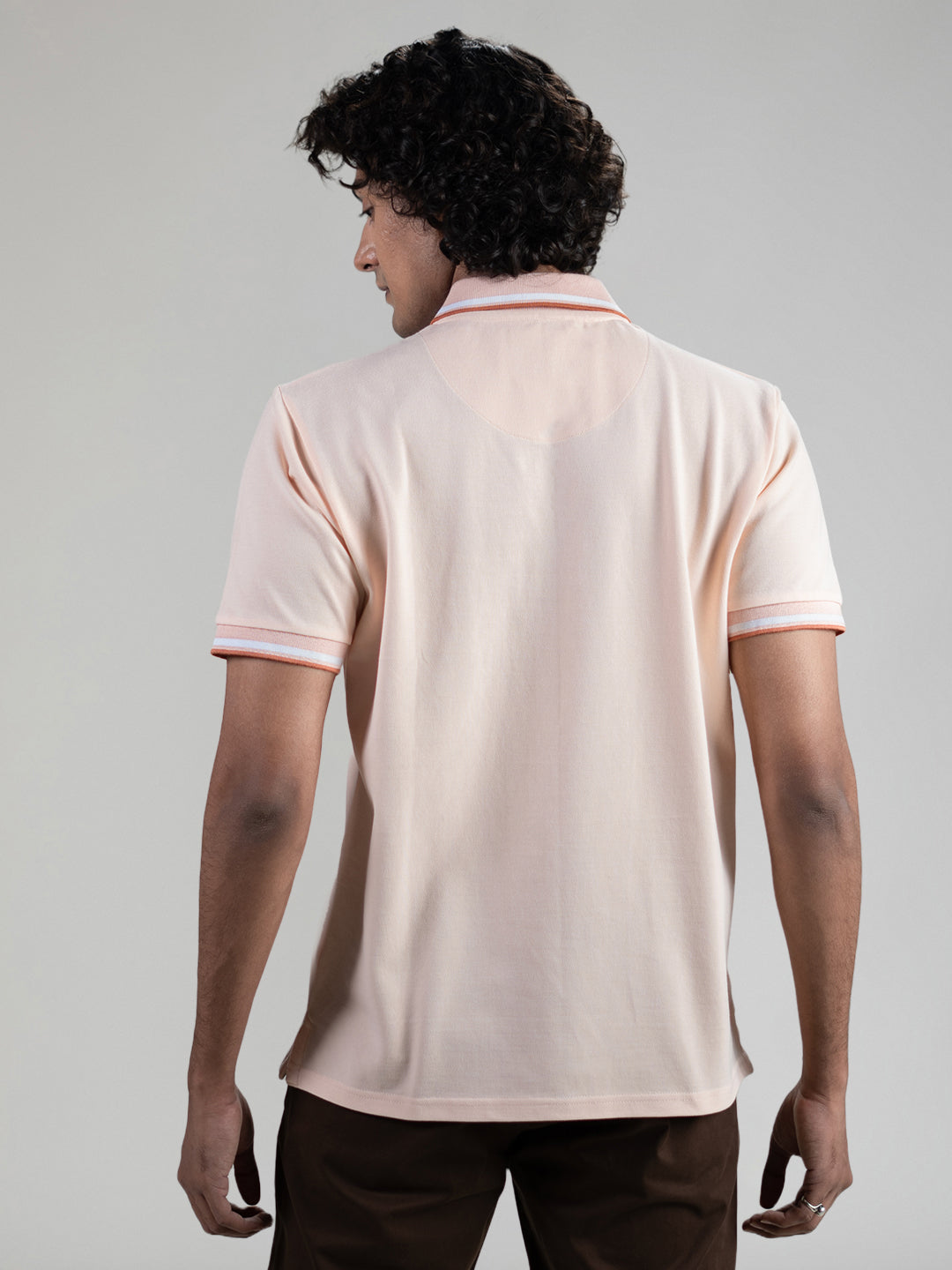 Pure Cotton Polo in Pale Peach