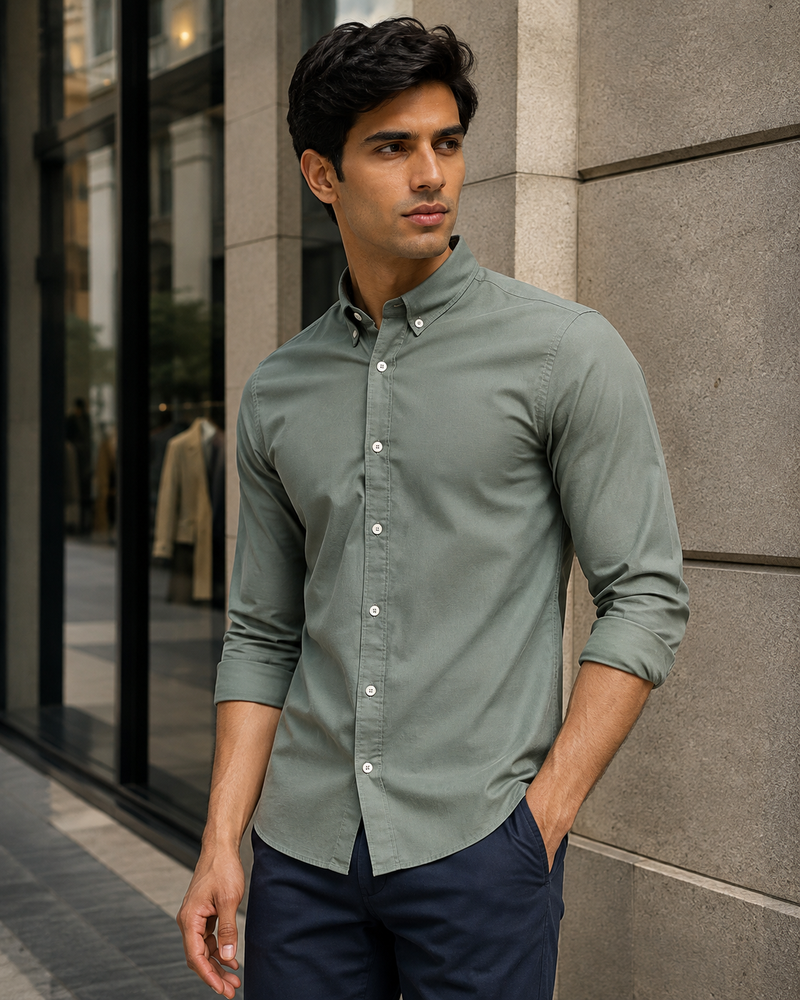 OxfordFlex™ Shirt in Seawood -Slim Fit