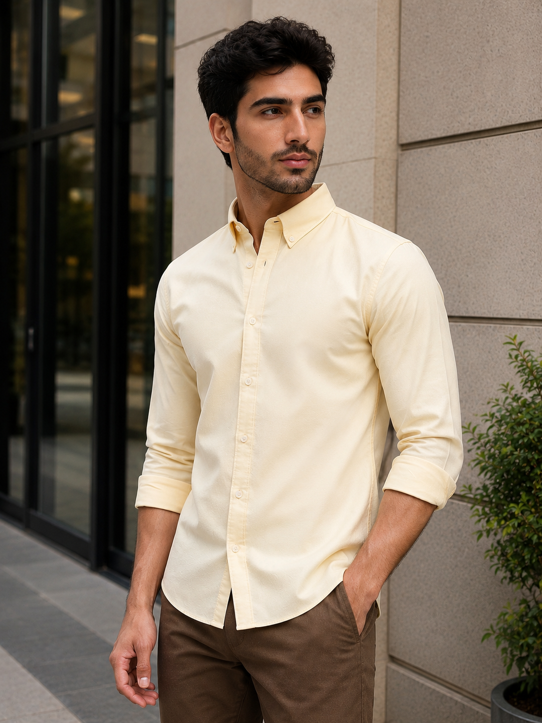 OxfordFlex™ Shirt in Yellow-Slim Fit