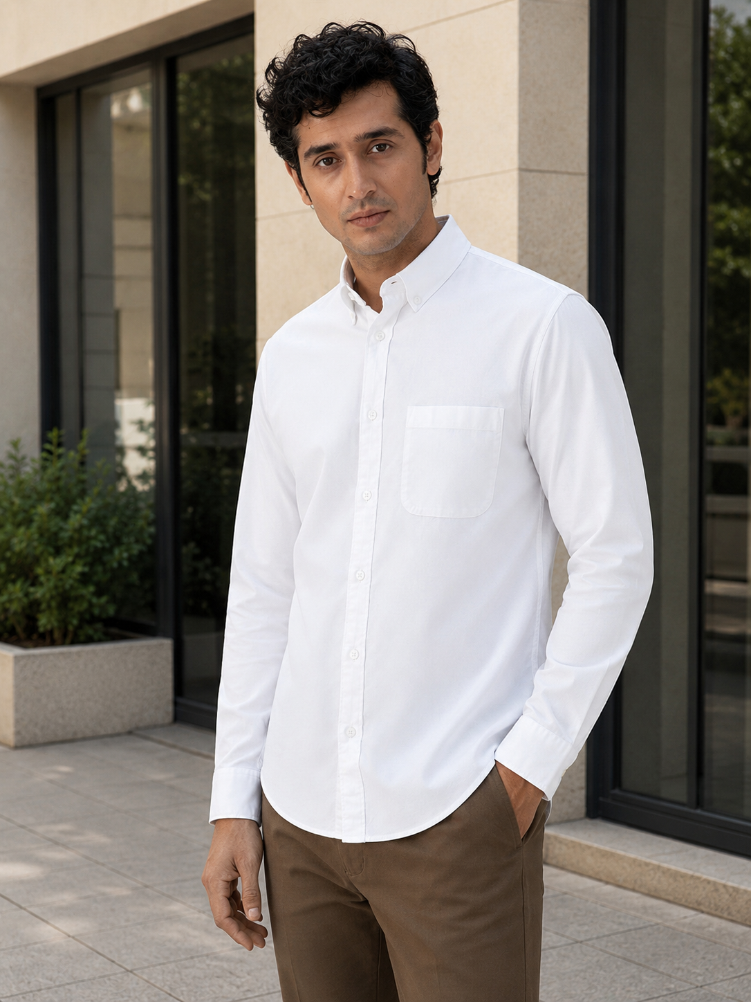 OxfordFlex™ Shirt in White- Comfort Fit