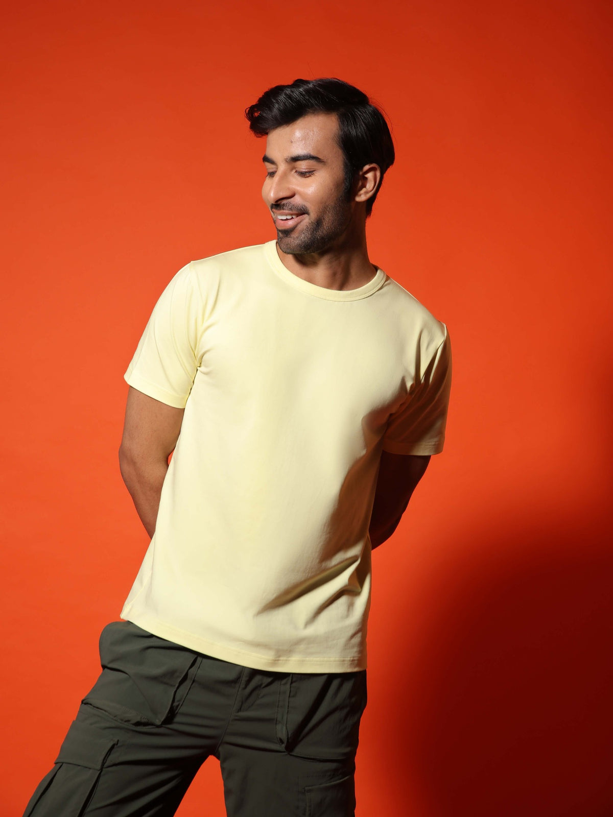 4-Way Stretch T-Shirt in Lemon Yellow