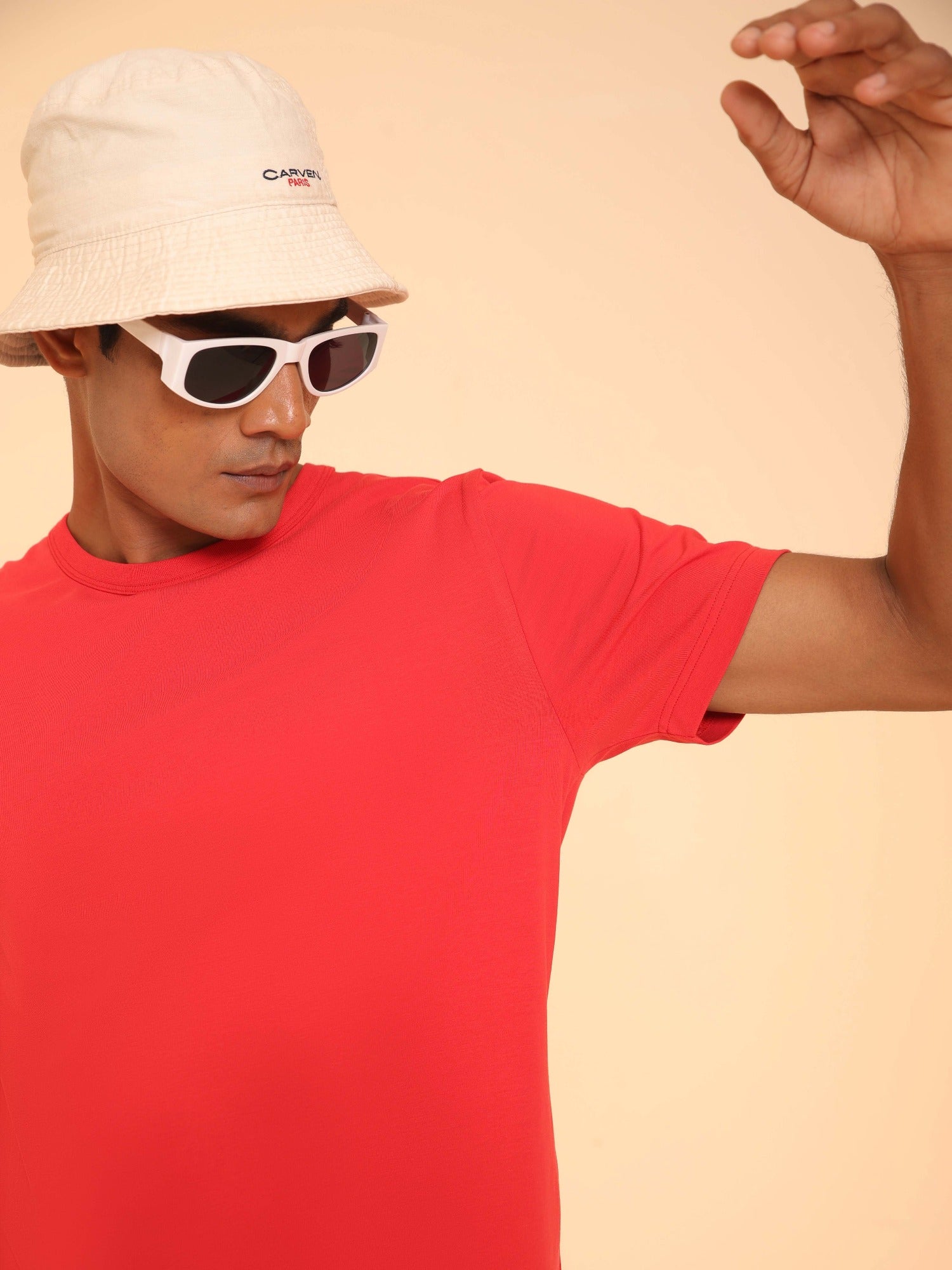 4-Way Stretch T-Shirt in Coral Red