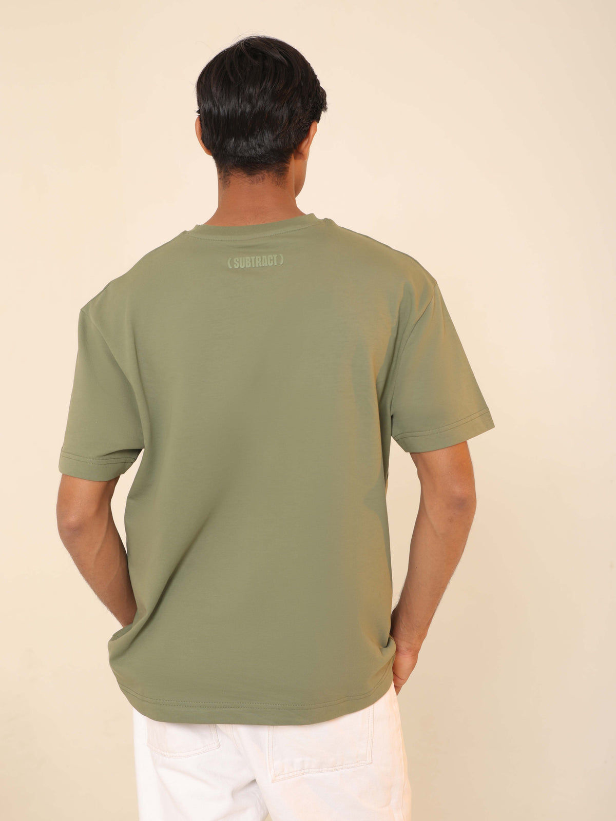 Oversized Round Neck T-Shirt in Olive Green