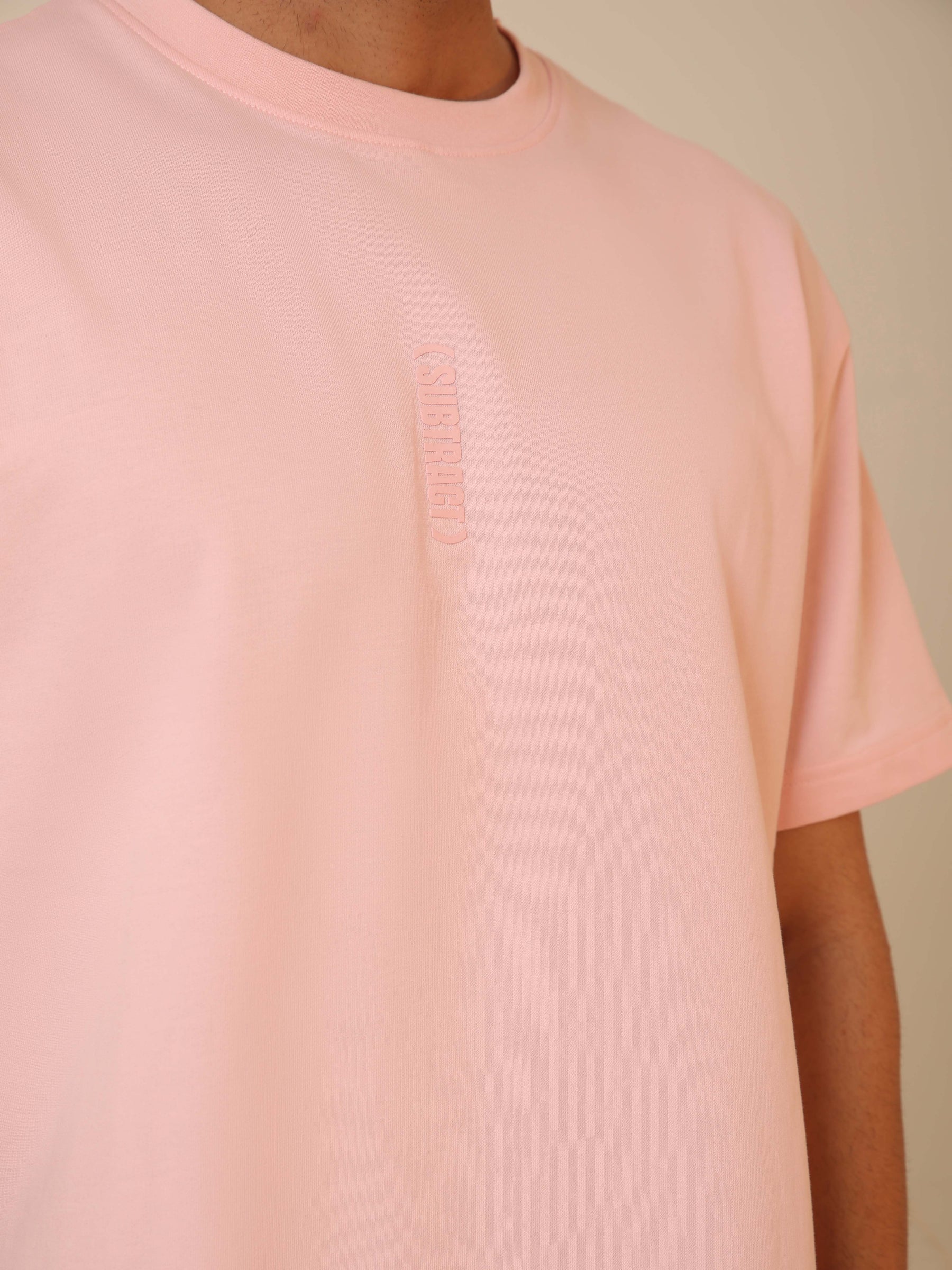 Oversized Round Neck T-Shirt in Salmon Pink