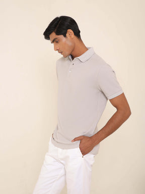 Organic Cotton Polo in Light Grey