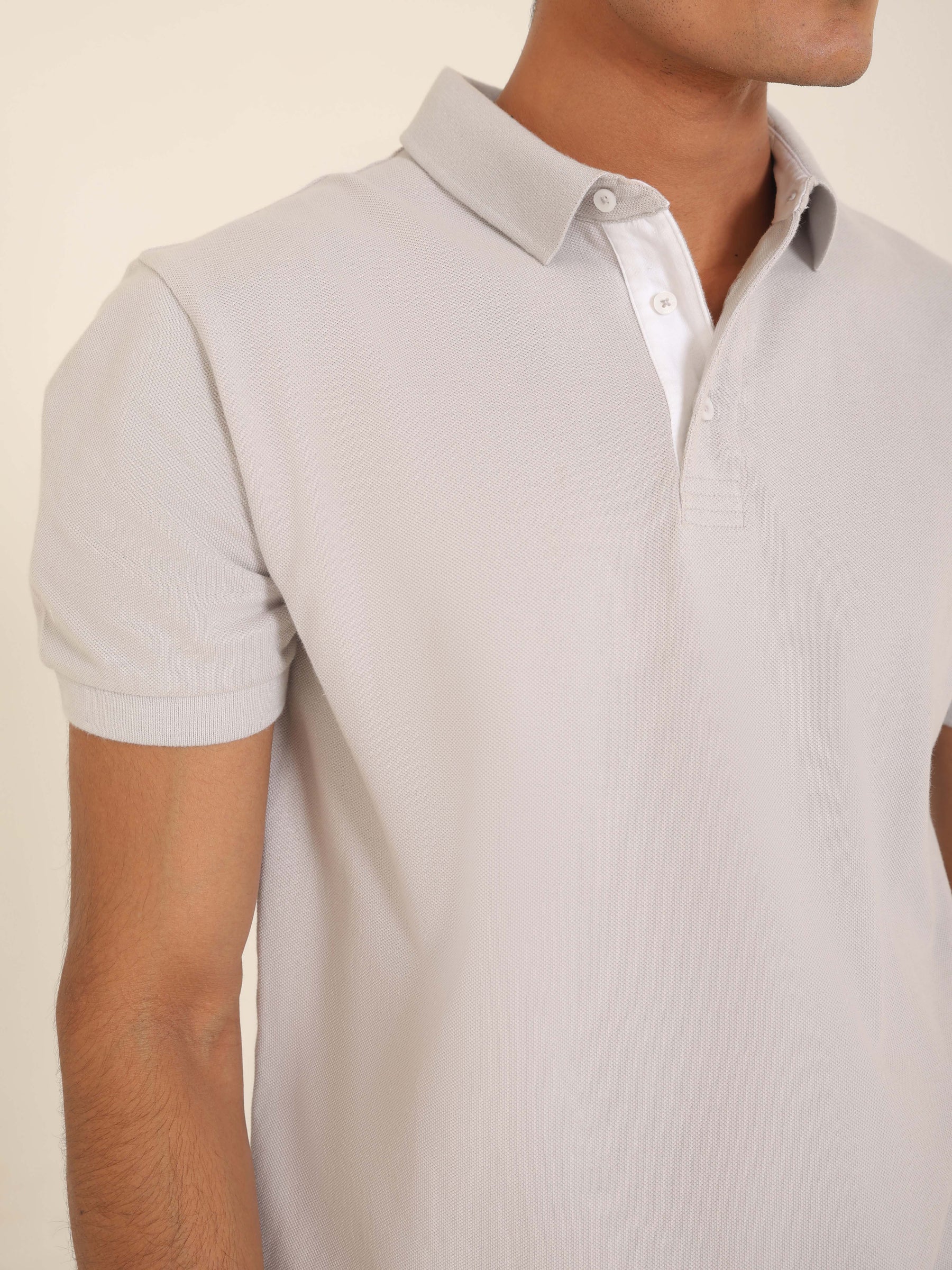 Organic Cotton Polo in Light Grey