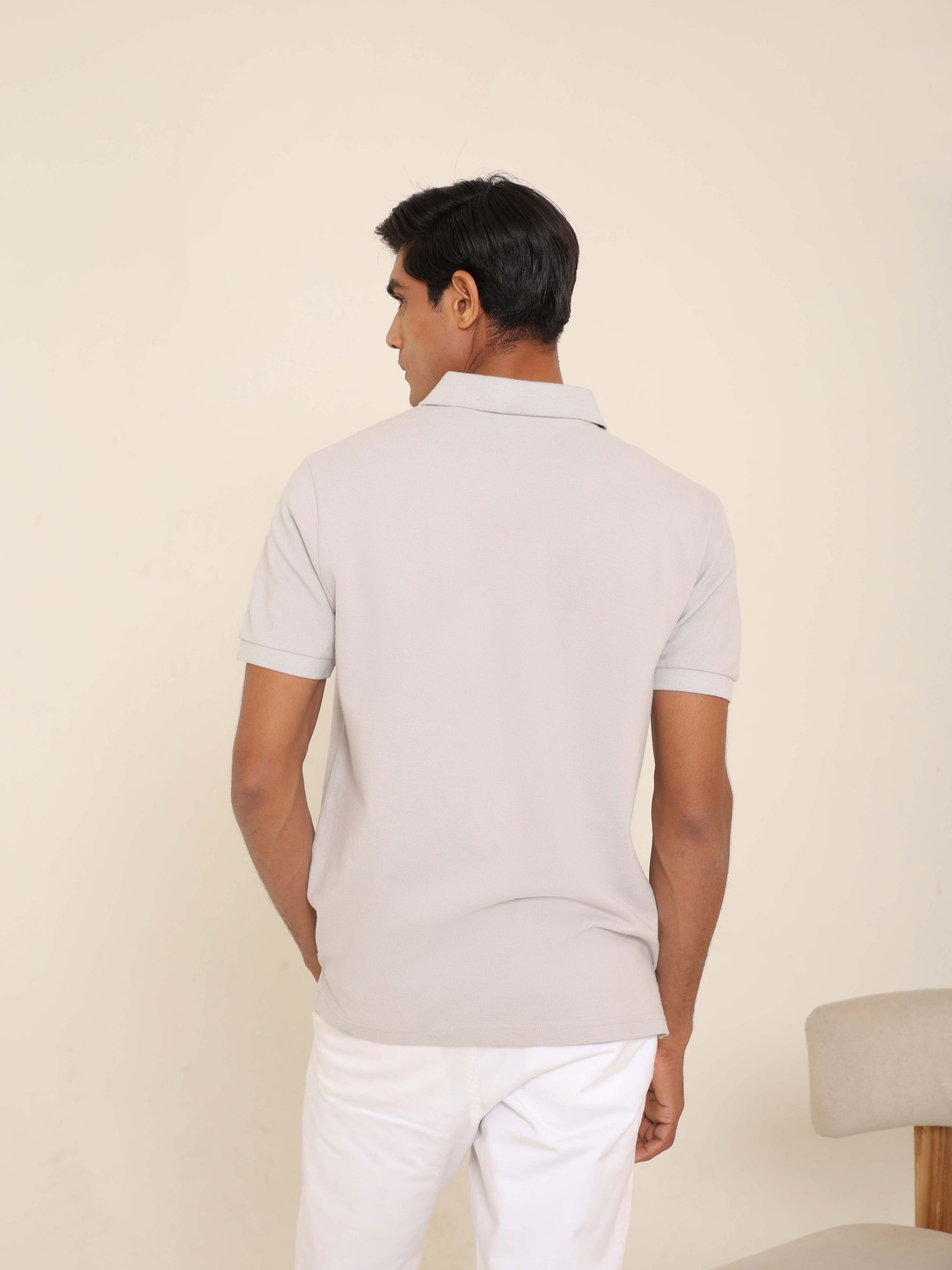 Organic Cotton Polo in Light Grey