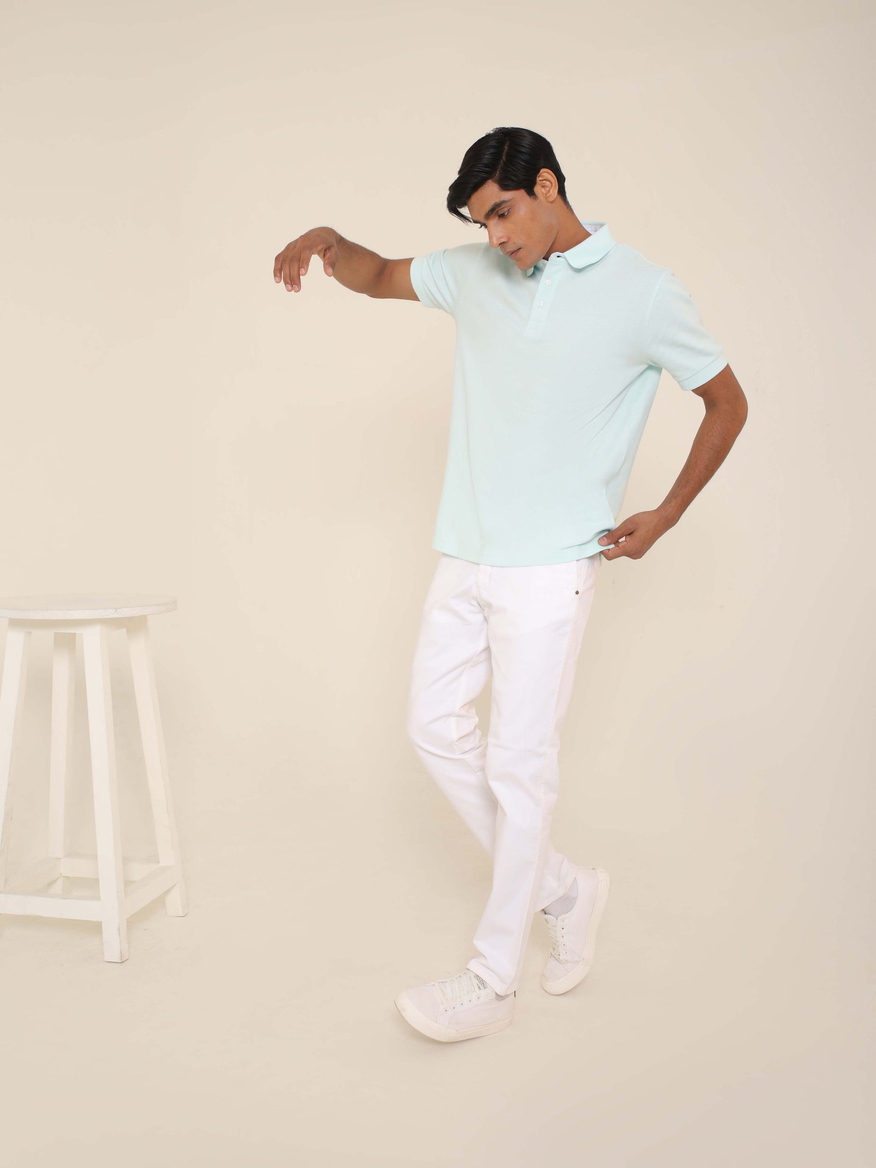 Organic Cotton Polo in Ice Blue