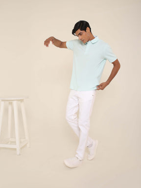 Organic Cotton Polo in Ice Blue