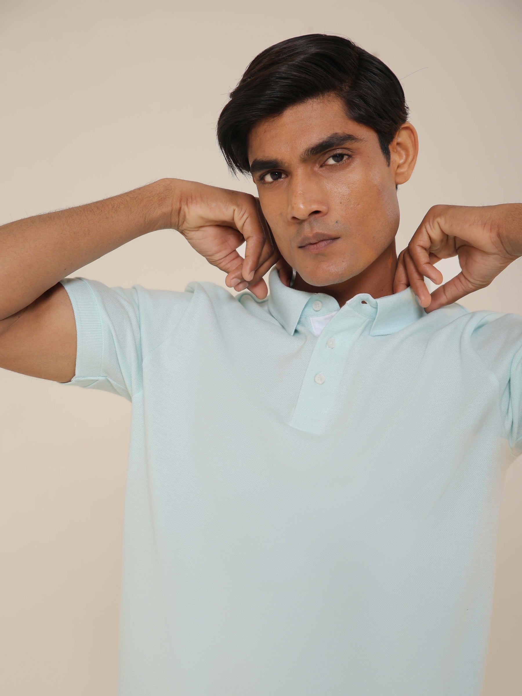 Organic Cotton Polo in Ice Blue