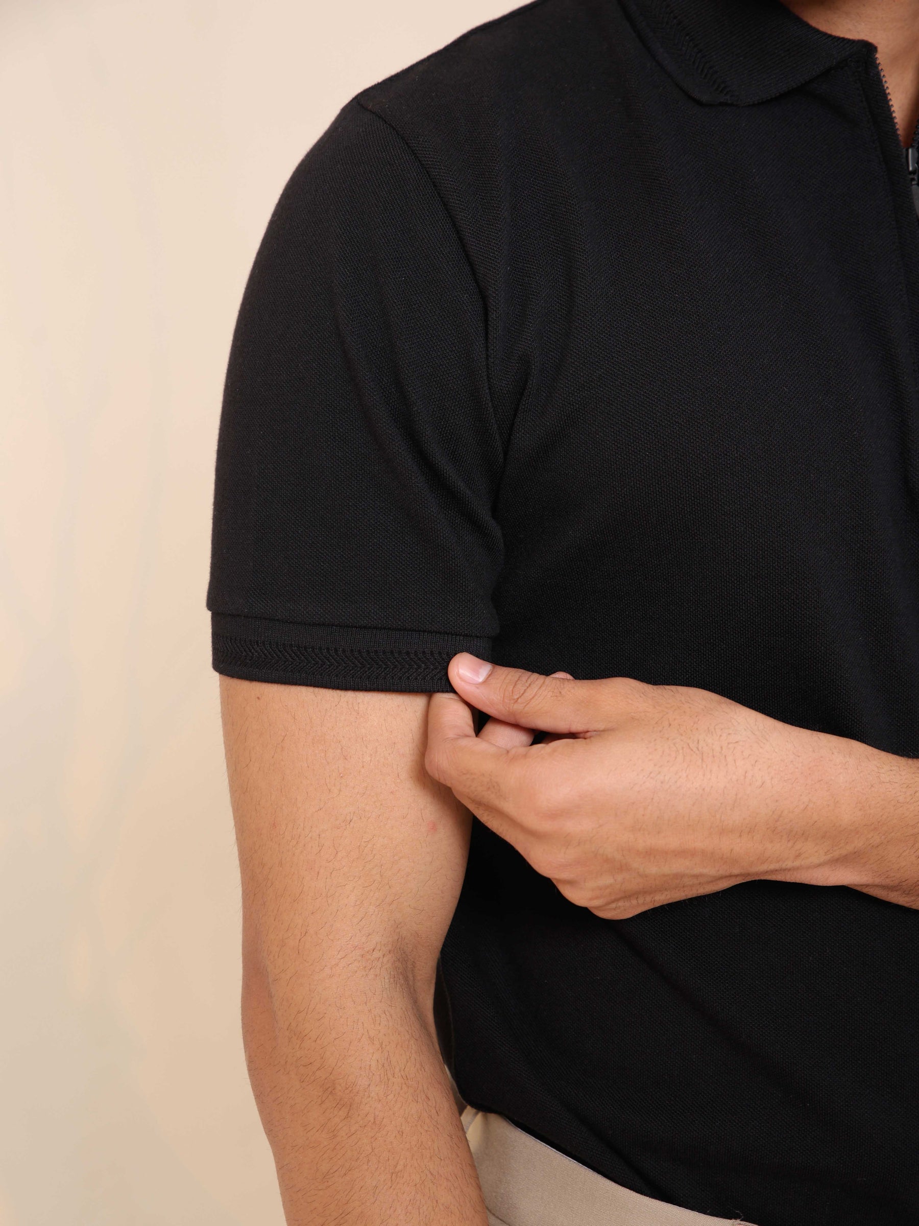 Half Zip Polo in Black