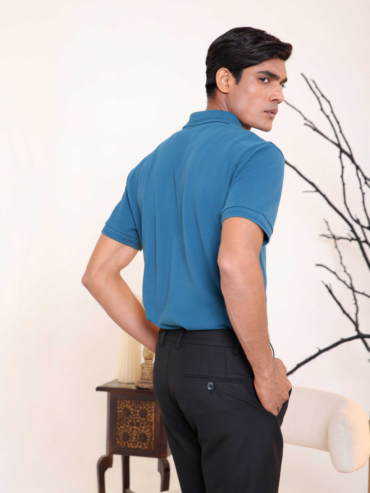Half Zip Polo in Dark Teal
