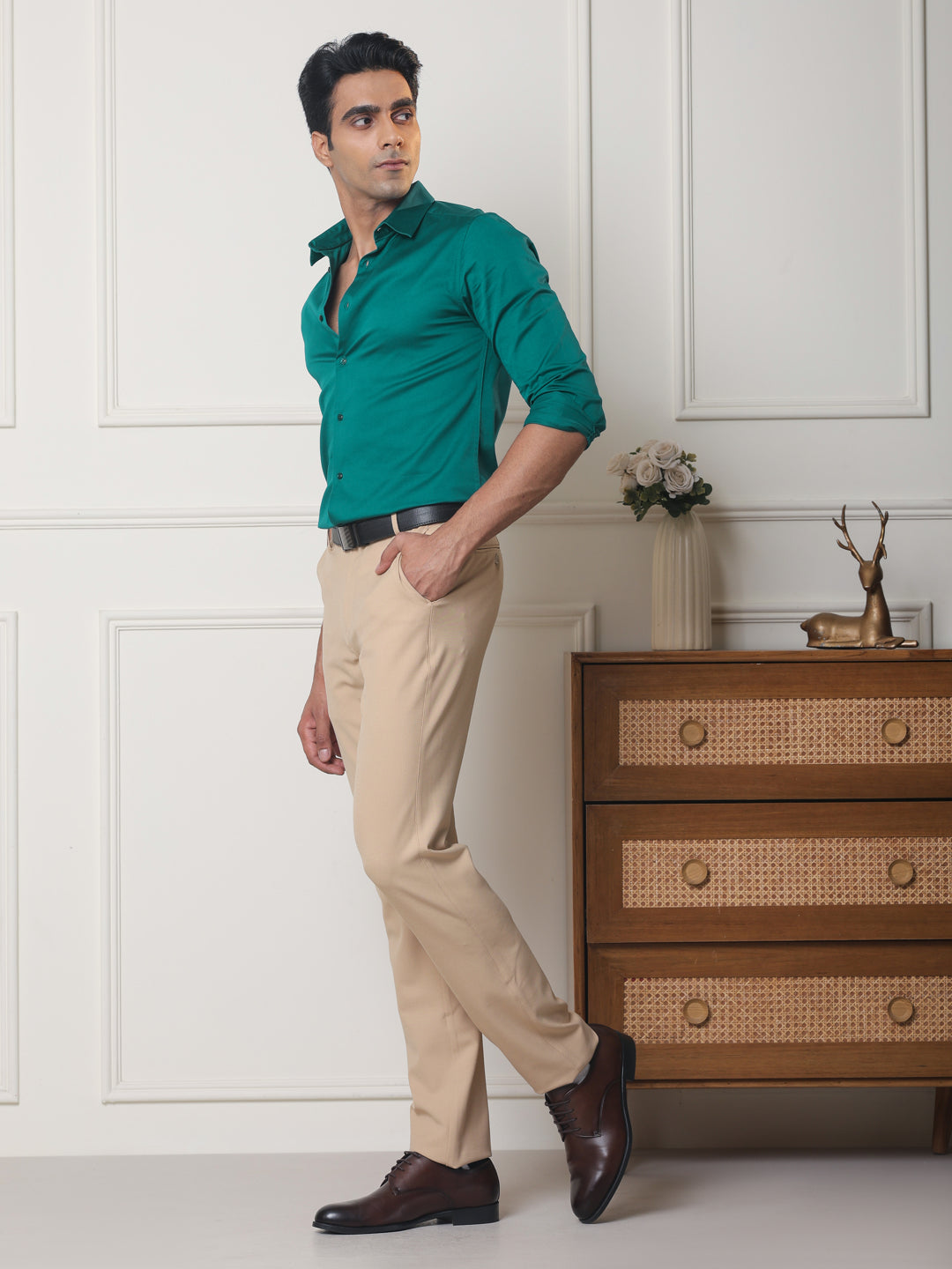 Luxestretch™ Teal Shirt & Movelite™ Sand Trousers