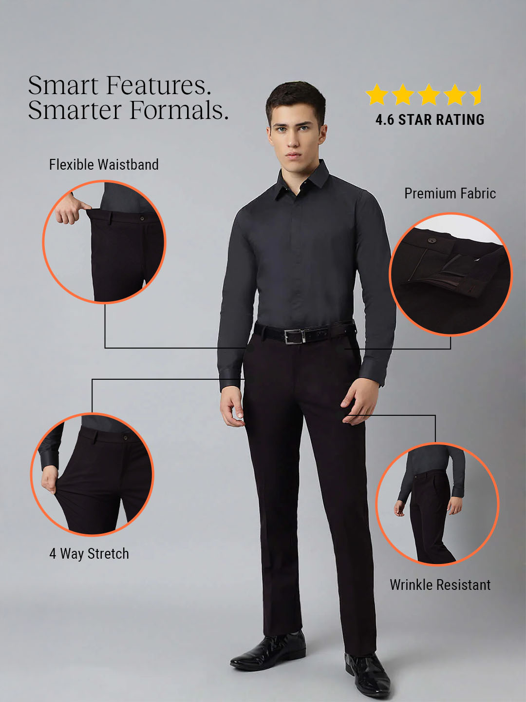 Flex Waist 4-Way Stretch Formal Trousers in Dark Wine- Slim Fit