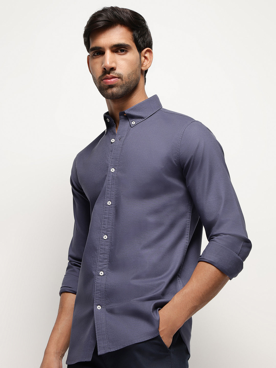 OxfordFlex™ Shirt in Ash Blue-Slim Fit
