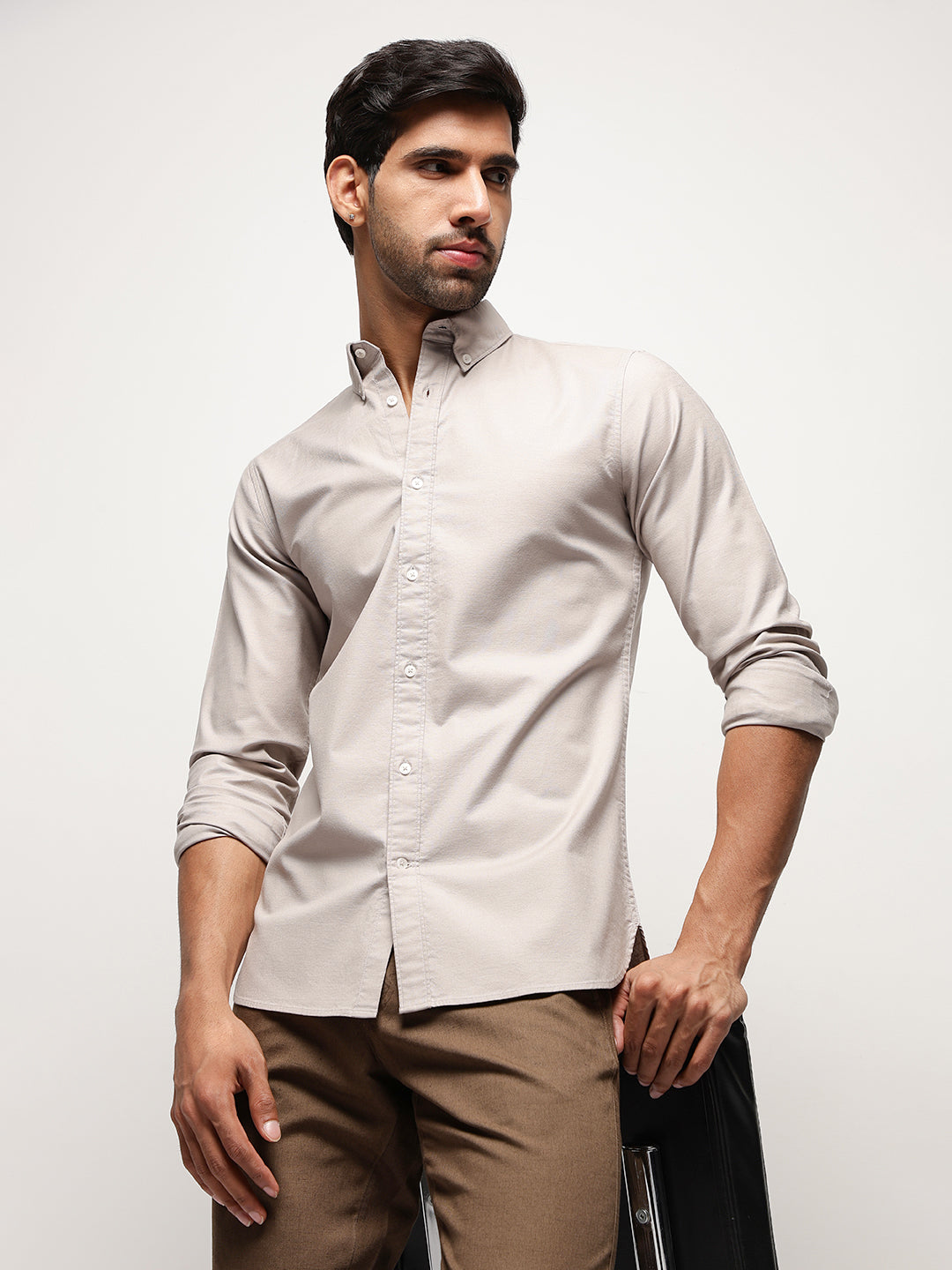 OxfordFlex™ Shirt in Sand Stone -Slim Fit