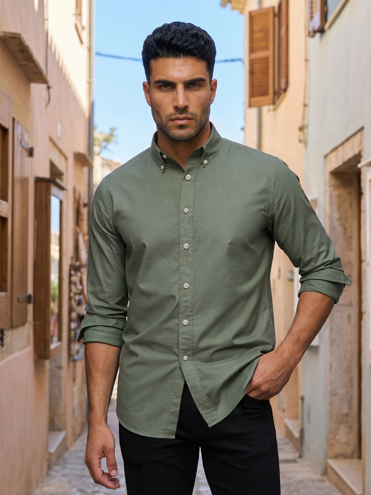 OxfordFlex™ Shirt in Seawood -Slim Fit
