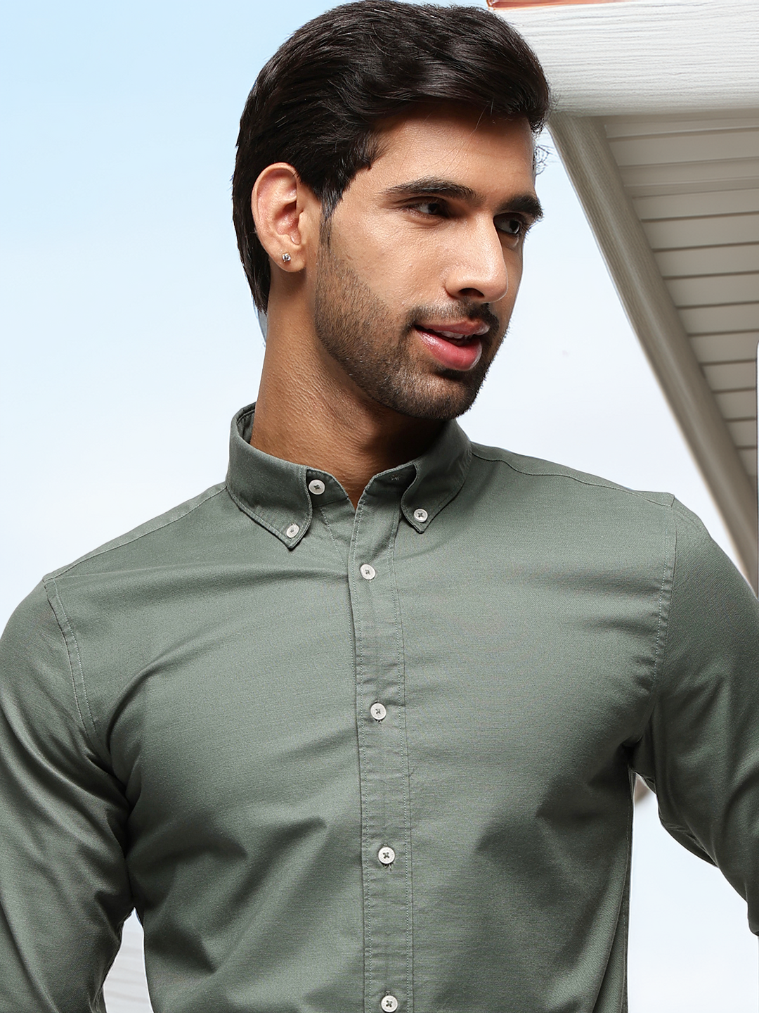 2 Way Stretch Oxford Shirt in Seawood -Slim Fit