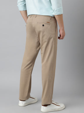 2 Way Stretch Pleated Chinos in Khaki- Comfort Fit