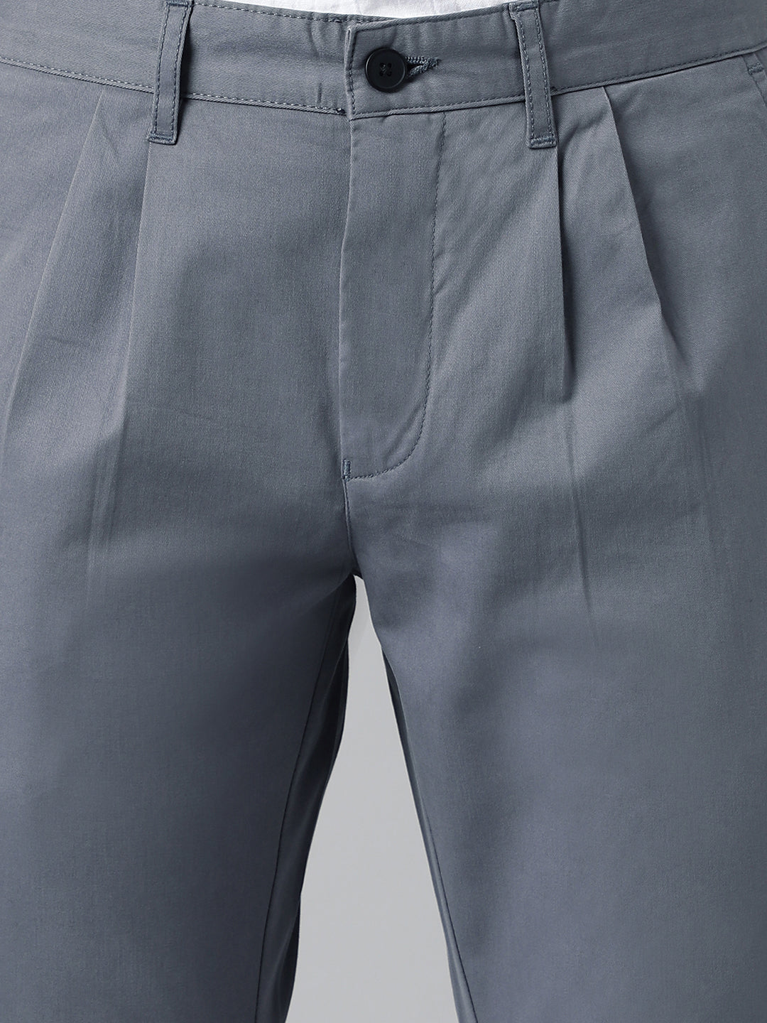 2 Way Stretch Pleated Chinos in Slate Grey- Comfort Fit
