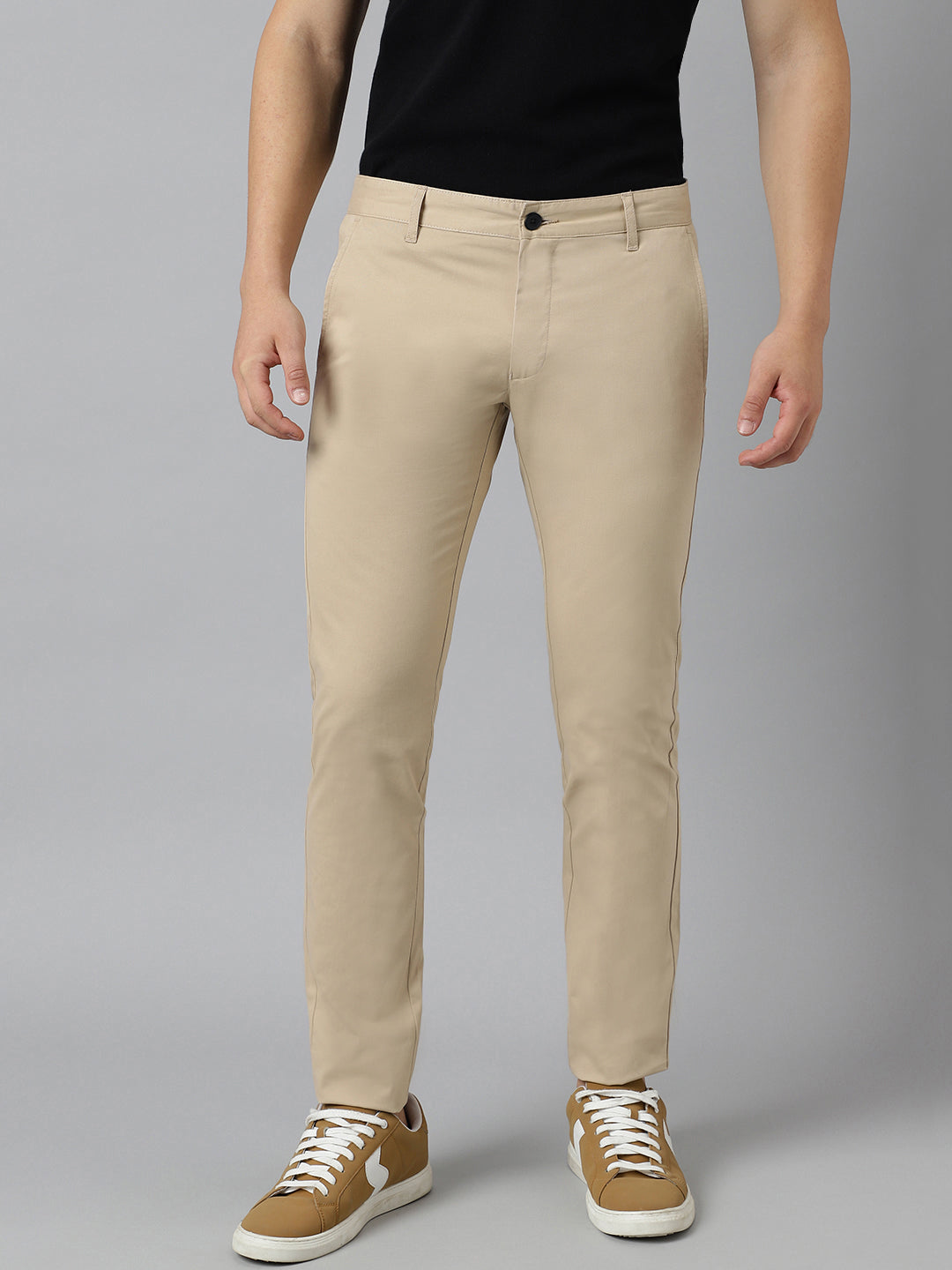 2 Way Stretch Chinos in Beige- Slim Fit
