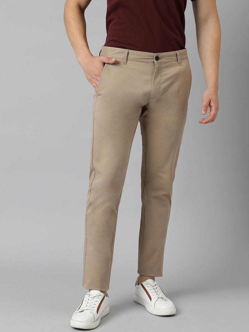 2 Way Stretch Chinos in Khaki- Slim Fit